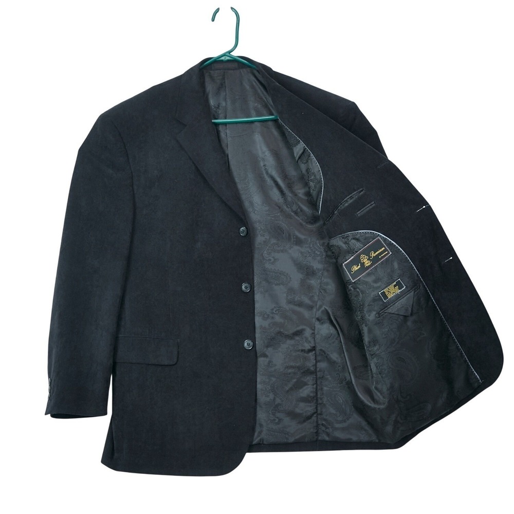 Phat Premium Mens 44R Black Velour Blazer Jacket Sport Coat